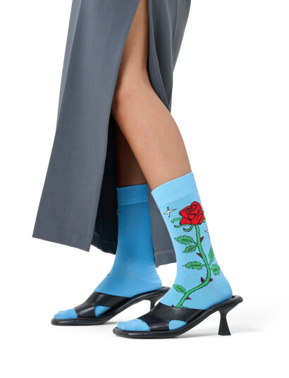 Happy Socks Rose Sock - Blue - 36-40