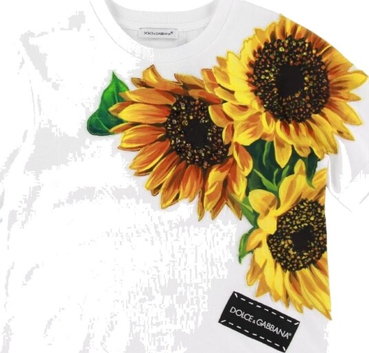 Dolce & Gabbana T skjorte Hvit m. Solsikker/Krystaller Dolce & Gabbana 10 år 140 T skjorte