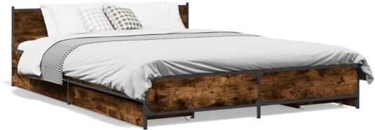 Sengeramme med skuffer røkt eik 140x200 cm konstruert tre 8721102611247