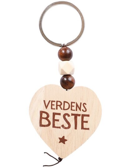 Nøkkelring med Trehjerte og Perler Verdens Beste