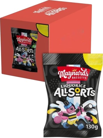 10 stk Maynards Bassetts Liquorice Allsorts / Engelsk Lakris Konfekt   Hel Eske 1,3 kg