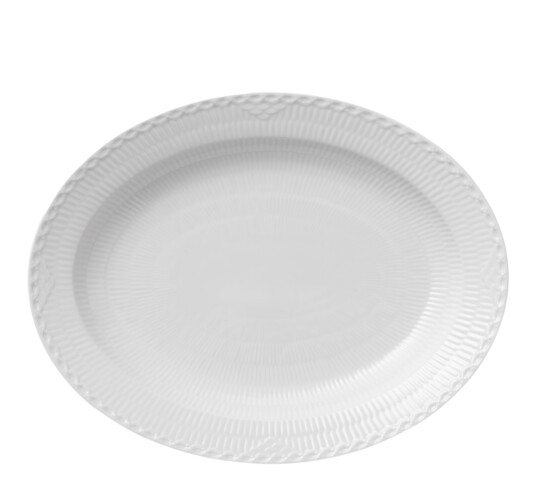 Royal Copenhagen White Fluted Half Lace fat oval 36,5 cm Hvit