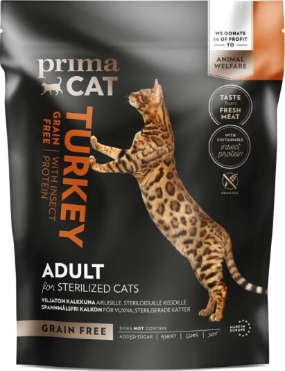 Primacat Grain Free Kalkun Insekt Tørrfôr 1.4 kg