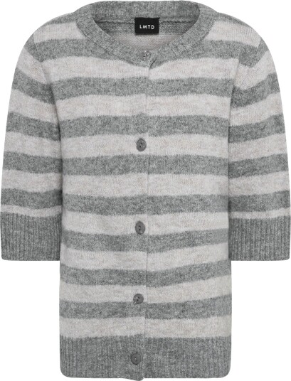LMTD Nlfbynthe Ss Short Stripe Knit Cardigan Grey 134 140