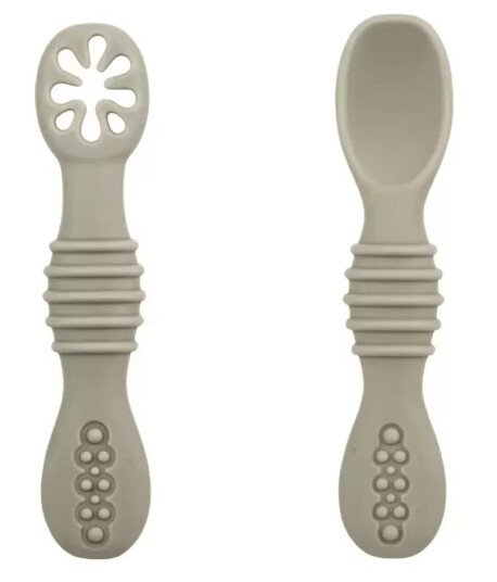 Silikon bestikk for baby grønn lær å spise selv! 2pk
