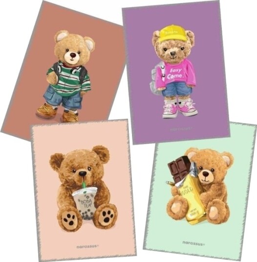 Narcissus Notatbok A4/60K Rutenett Pp Teddies 4 Stk Narcissus Notatbok A4/60K Rutenett Pp Teddies 4 Stk