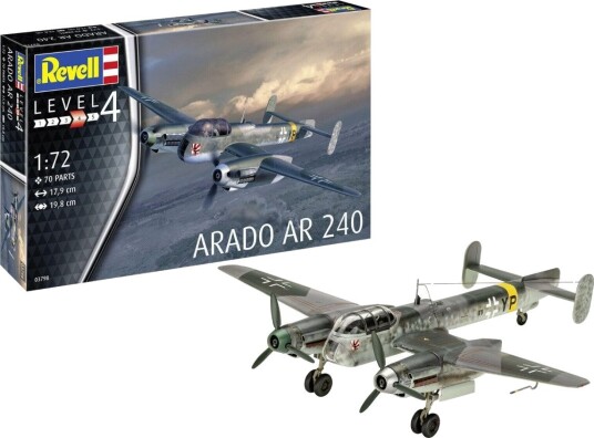 Revell Arado AR 240 Modellfly Byggesett 1:72 Plastmodell for Byggeleker