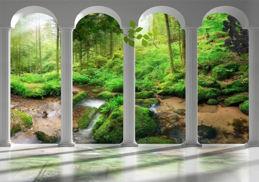 Fototapet Pillars And Forest 400x280 - Artgeist sp. z o. o.