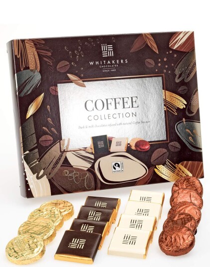 Whitakers Coffee Collection Gavepakke   Mørk og Lys Melkesjokolade med Kaffesmak