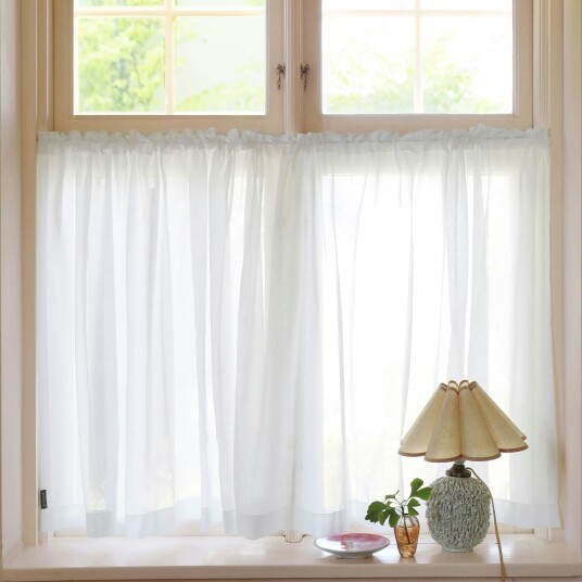 Mimou Grace Café Curtain Double Width 290x85 cm White