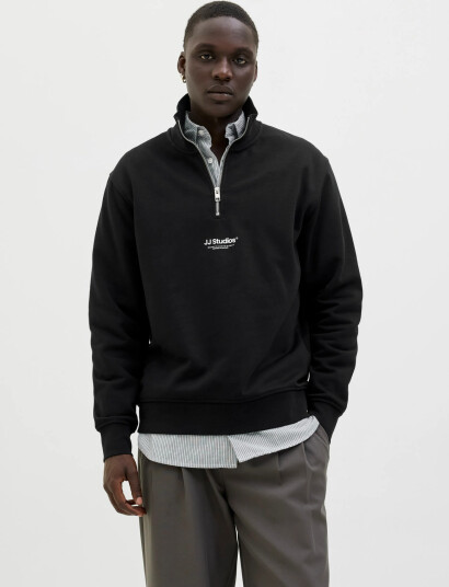 Jack & Jones Jjesoho Sweat Quarter Zip Hn Noos Black M Jack & Jones Jjesoho Sweat Quarter Zip Hn Noos Black M