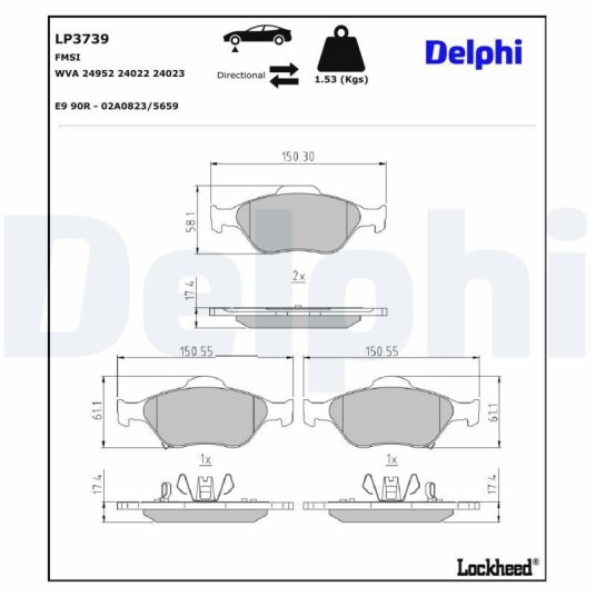 Bremseklosser DELPHI LP3739 Bremseklosser DELPHI LP3739