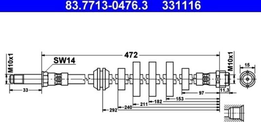 ATE 83.7713 0476.3 Bremseslange
