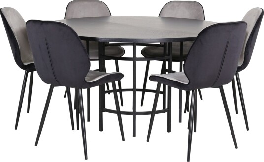 Copenhagen Spisegruppe 140 cm Rund med 6 Emsa Stoler - Sort