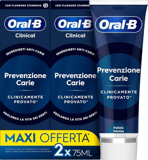 Oral-B Kariesforebyggelse Tannkrem  2 x 75 ml. Clinical Cavity Prevention