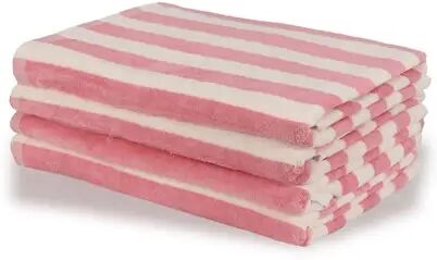 Nordstrand Home Stripete badehåndkle - 70x140 cm - 100% bomull - Rosa og hvit - Badehåndkle med striper -