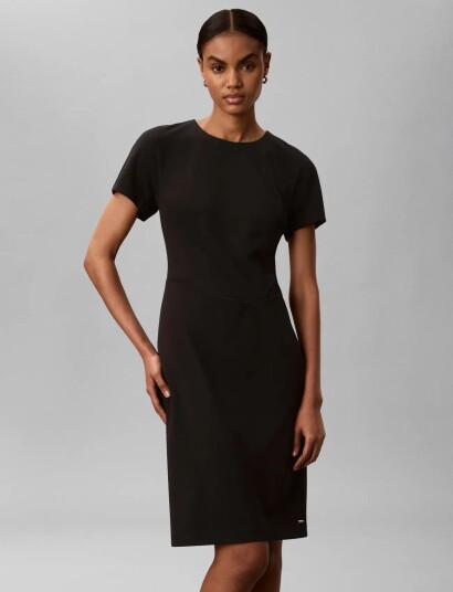 Calvin Klein Scuba Crepe Ss Knee Length Dress Black XS Calvin Klein Scuba Crepe Ss Knee Length Dress Black XS