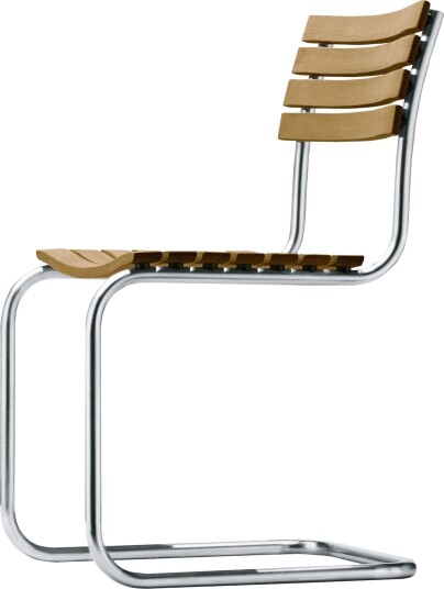Thonet S 40 Cantilever Spisestol Rustfritt Stål/ Iroko Thonet S 40 Cantilever Spisestol Rustfritt Stål/ Iroko