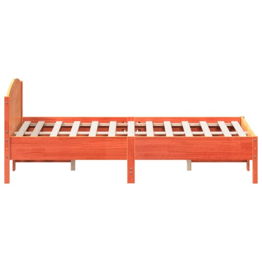 Sengeramme med hodegavl voksbrun 140x190 cm heltre furu 8721012427938