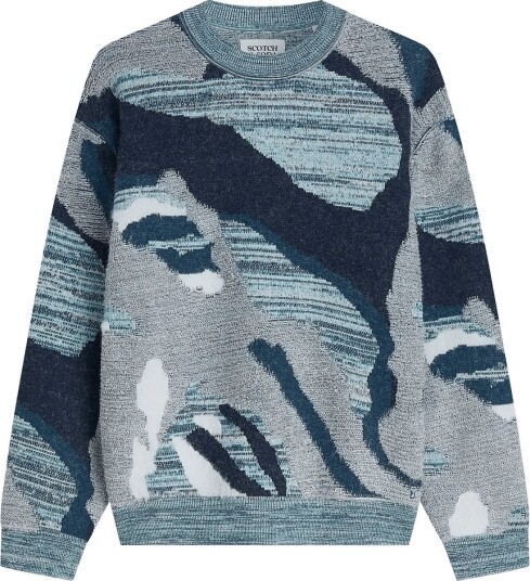 Scotch & Soda Jacquard Cotton Loose Fit Pullover   GREY DAWN MULTI   L