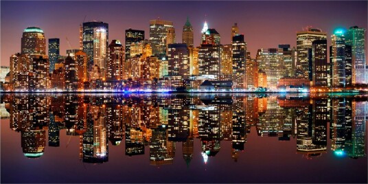 Fototapet XXL Gold Reflections NYC 550x270 - Artgeist sp. z o. o.