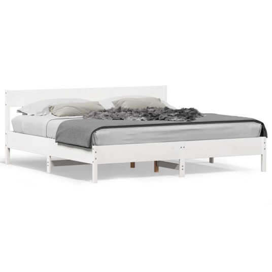 vidaXL Sengeramme med hodegavl hvit 180x200 cm heltre furu 8721012430471