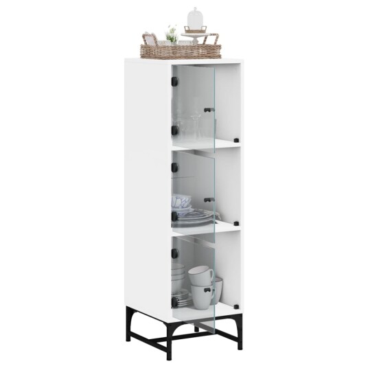vidaXL Highboard med glassdører hvit 35x37x120 cm