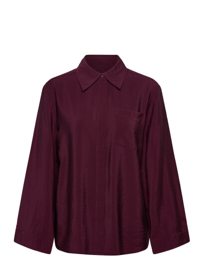 Selected Slfteresa Relaxed Ls Shirt B - Burgundy - 36