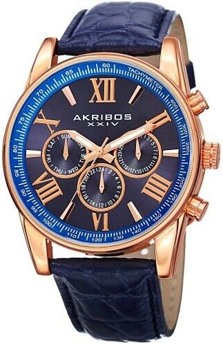 Akribos XXIV Herreklokke AK864RGBU Blå/Lær Ø41 mm Akribos XXIV Herreklokke AK864RGBU Blå/Lær Ø41 mm