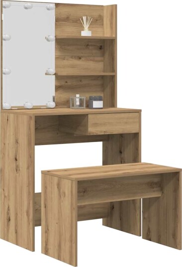 Sminkebordsett med LED artisan eik konstruert tre 8721158760784