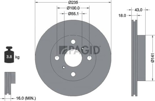 PAGID 50301NC Bremseskive