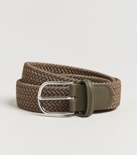 Anderson's Stretch Woven 3,5 cm Belt Khaki