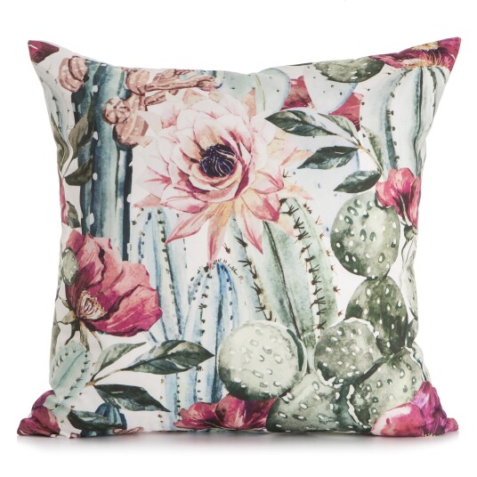 Enjoy Design Pute m/trykk av kaktus og blomster multifarget 50x50cm