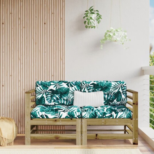 Utendørs hjørnesofaer 2 stk impregnert furu 825638 Utendørs hjørnesofaer 2 stk impregnert furu 825638