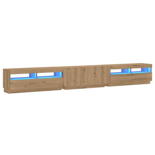  TV-benk med LED-lys artisan eik 300x35x40 cm konstruert tre 8721158760647