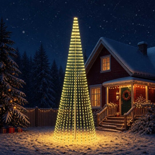 vidaXL LED juletre 470 cm 1504 LED-lys Varmhvit Stål Grønn