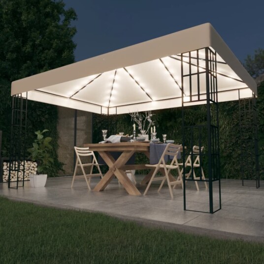 vidaXL Paviljong med LED-lysslynge 3x4 m kremhvit vidaXL Paviljong med LED-lysslynge 3x4 m kremhvit