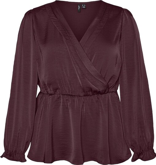 Vero Moda Curve   Omslagsbluse vmcMary L/S Top Wvn Cur   Rød