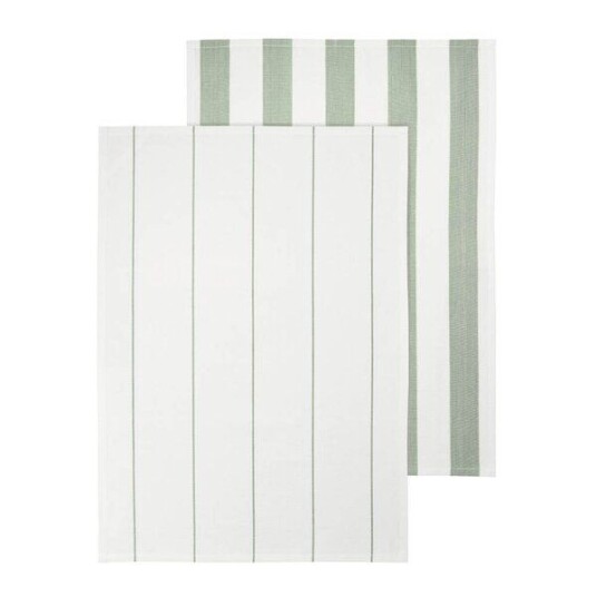 Blomus Taulo kjøkkenhåndkle 70x50 cm 2 stk hvit/grønn stripet