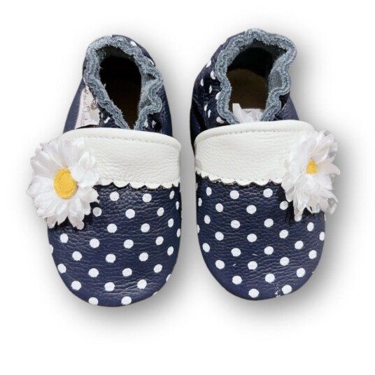 Rose et Chocolat   Tøfler i Skinn Polka Dot Daisy   6 12 mnd