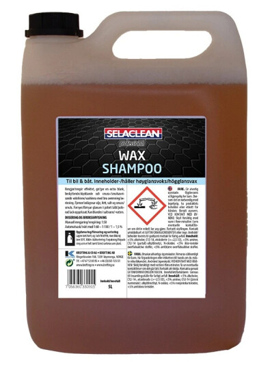 Selaclean Proff Wax Shampoo 5 l Til både bil og båt