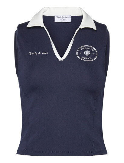 Sporty & Rich Eden Crest Sports Polo Vest Navy S