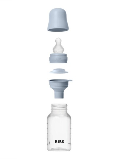 BIBS Tåteflaske 150 ml Silicone med Antikolikkventil - Baby Blue