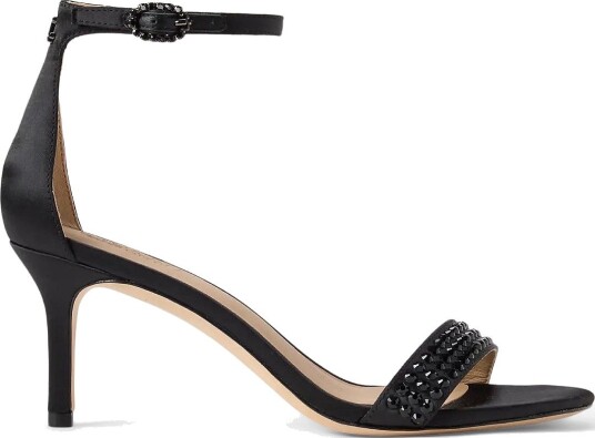 Lauren Ralph Lauren Allie Mid Heel Embellished Satin Sandal   BLACK/JET   37