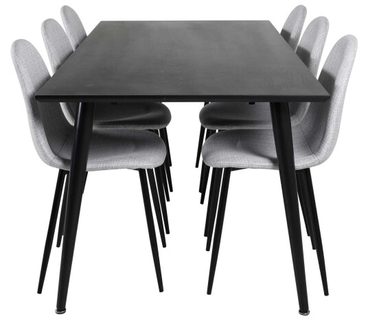 Venture Design Dipp & Polar spisegruppe Svart/grå 6 st stoler & bord 180 x 90 cm