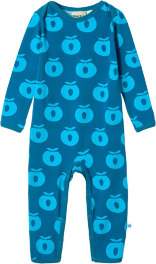 Småfolk Ulm Long Sleeved Baby Suit With Apples Blue 68