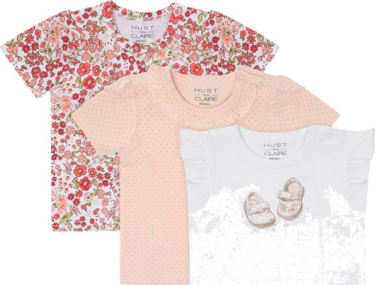 Hust and Claire Genser - 3-pack - Alda - Rosa/Hvit m. Blomster - Hust and Claire - 1½ år (86) - Genser