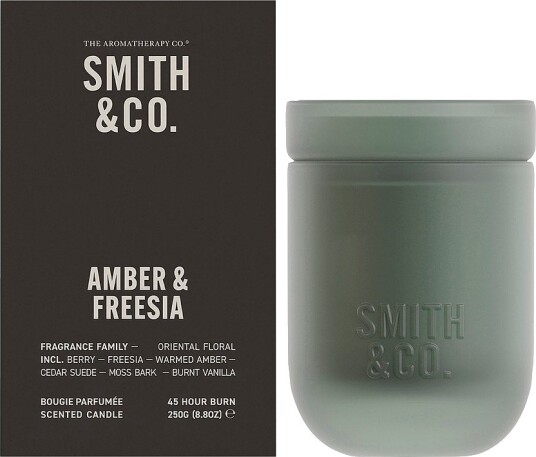 Smith & Co. Amber & Freesia Scented Candle 250 g 50 timer