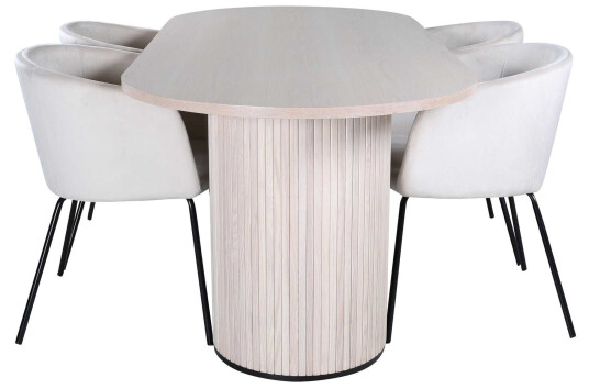 Venture Design Bianca & Berit spisegruppe Beige/natur 4 stoler & bord 200 x 90 cm