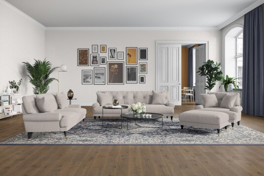Andrew Loveseat Beige/Krom